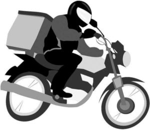 golpe do motoboy - ilustração de um homem em uma moto